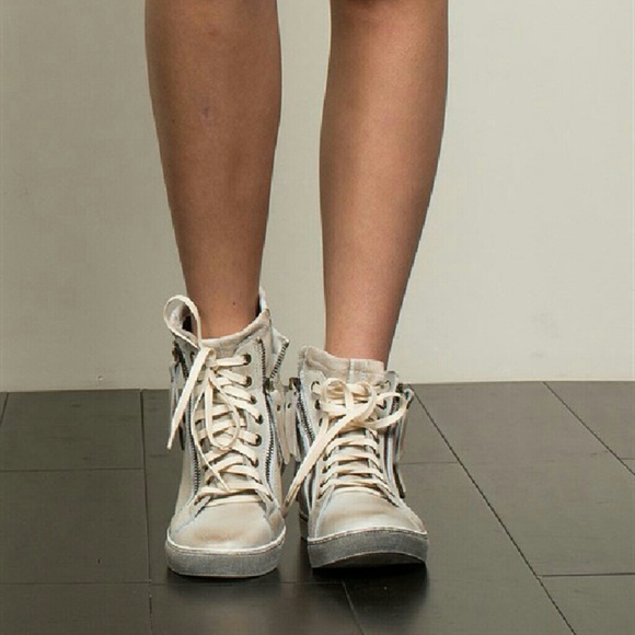 POL BEIGE LEATHER HI-TOP SNEAKERS - Picture 4 of 5