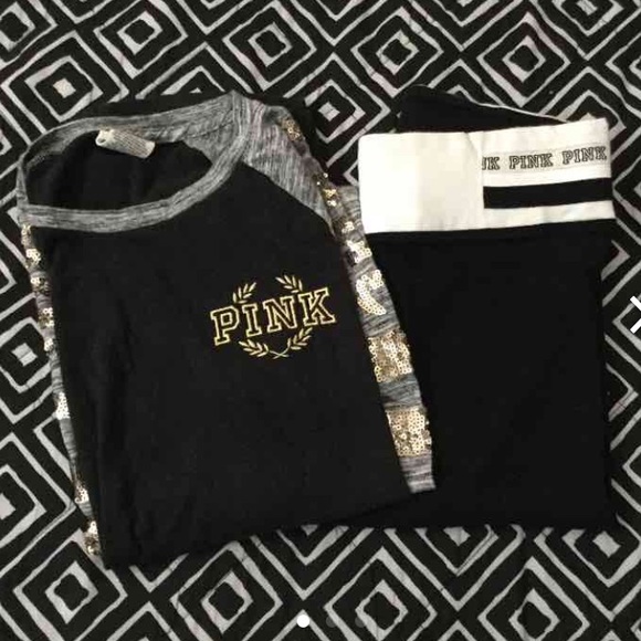 Pink baseball tee and yoga pants