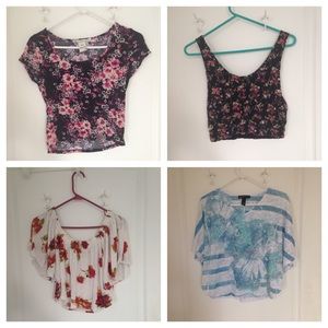 Bundle of 3 crop tops and 1 flowy blouse