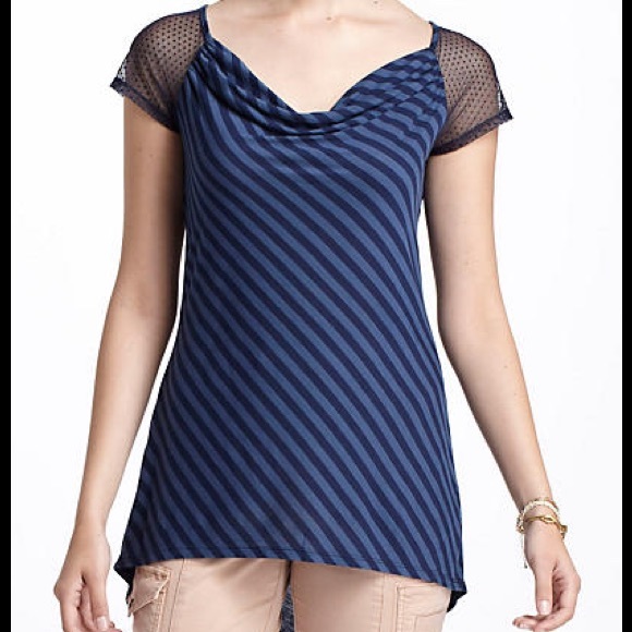 Cowl neck striped Anthropologie shirt - Picture 1 of 4