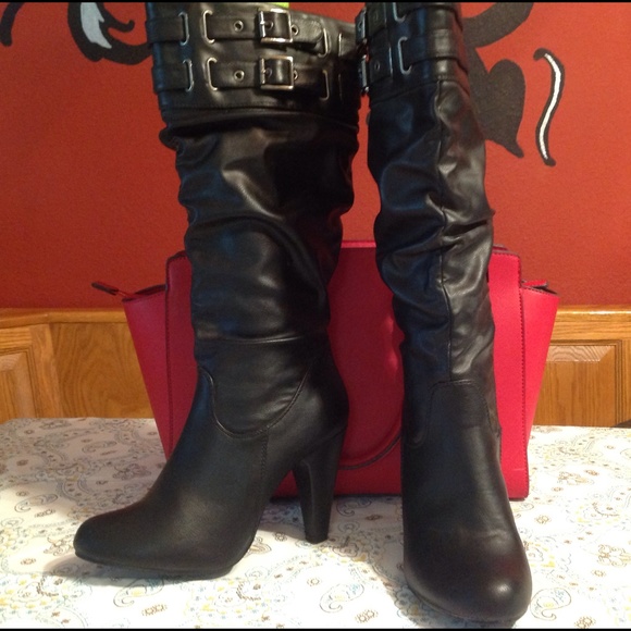 Black high heel boots