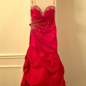 Red Sequined Prom Dress