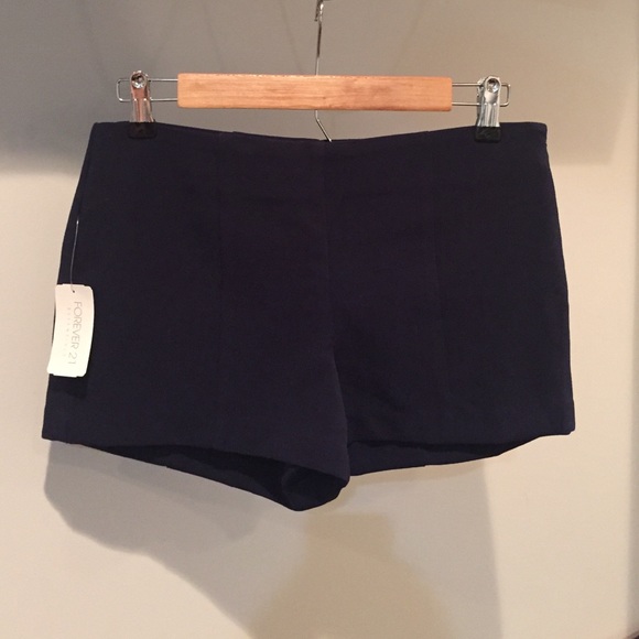 Forever 21 Navy Side-Zip Shorts, Size S, Never Worn