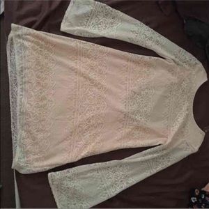 Pink and white lace formal dress