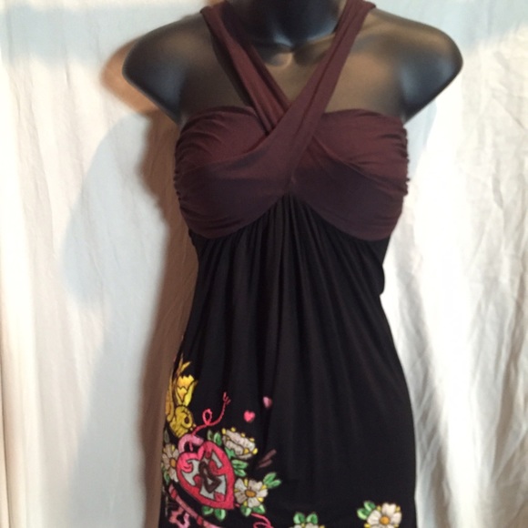 Dark brown and black tunic