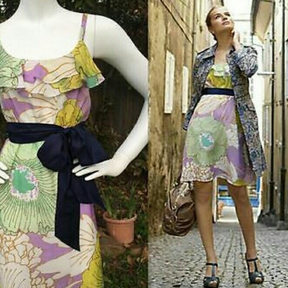 Anthropologie Galjevica Spring Floral Trench Coat