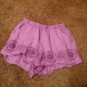 Anthro linen embroidered shorts