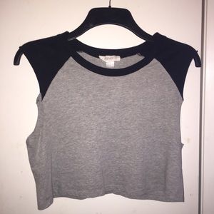 Grey and Black Cropped Muscle Tee
