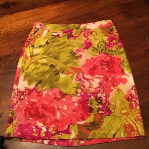 J. Crew floral print skirt.