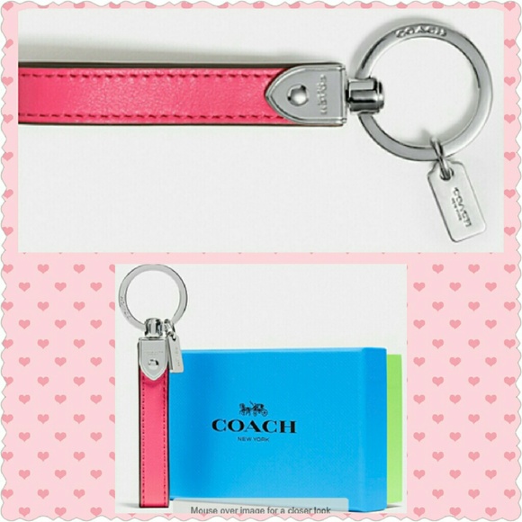 3 NEW Dahlia Pink Leather Key Rings w/boxes - Picture 2 of 4