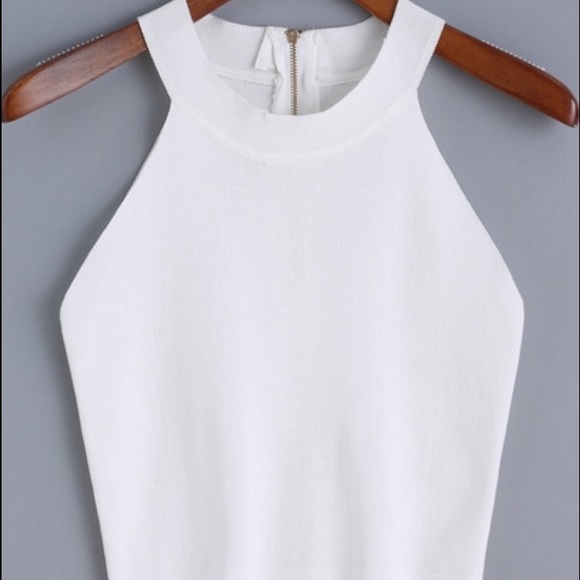 Zip up White Knit Halter