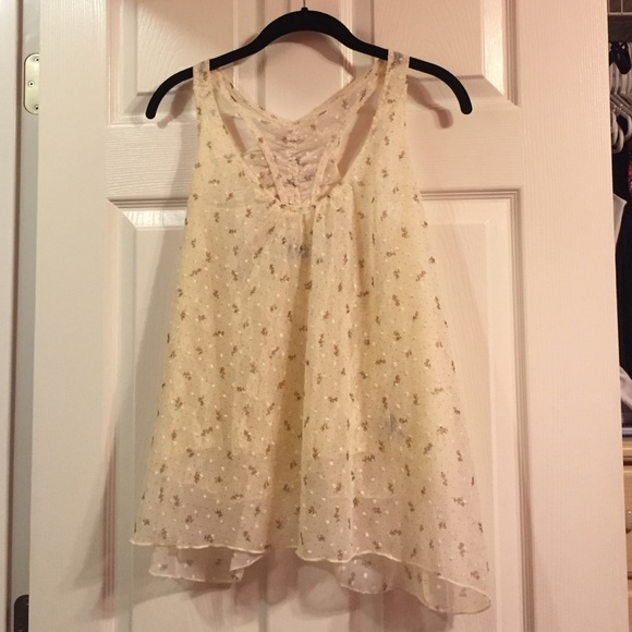 Cream floral lace racerback blouse--Rue 21
