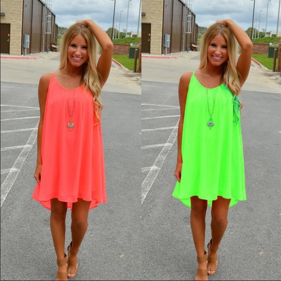 Neon yellow-green summer mini dress. New in package!