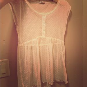 Free People White See Through Blouse