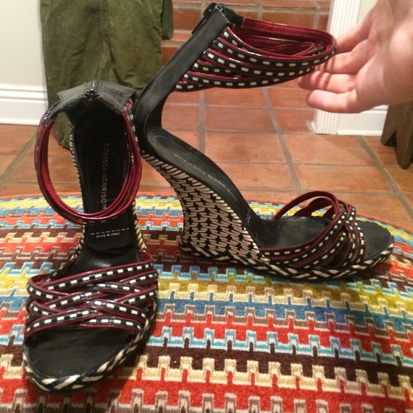 Sigerson Morrison woven wedge with ankle strap