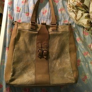 A leather-canvas tote bag-