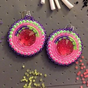Beaded handmade earrings #NativeBeadWork