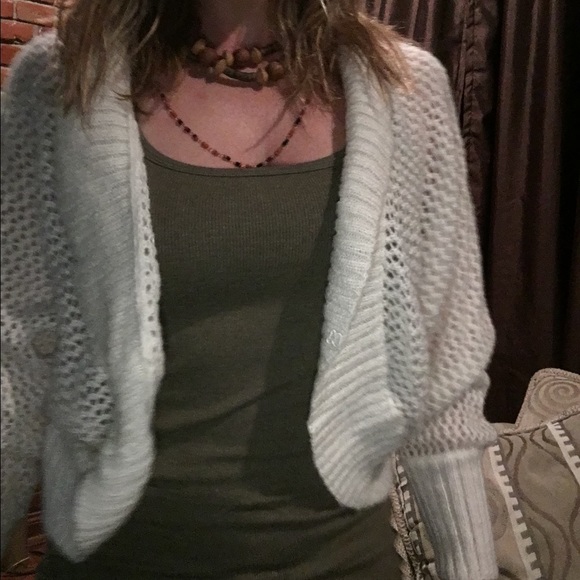 Anne Taylor Loft mohair blend cream crop sweater - Picture 2 of 4