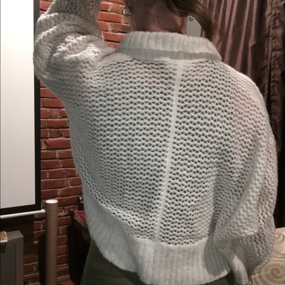 Anne Taylor Loft mohair blend cream crop sweater - Picture 3 of 4