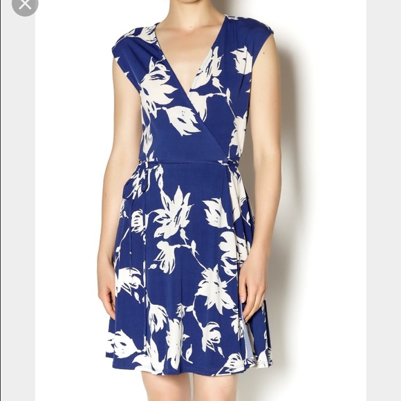 Blue and white wrap dress by Fantastic Fawn