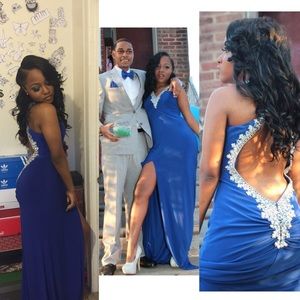 Royal blue with sliver detail prom dress 💙