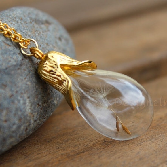 Real dandelions Gold Leaf Petal Necklace