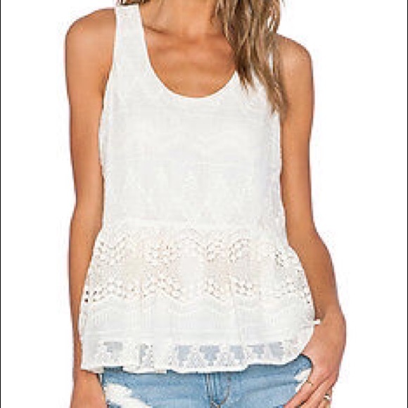 1.State Embroidered Lace-Up Tank