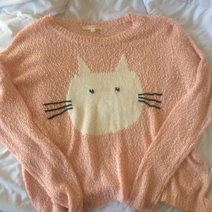 pink kitty cat face sweater