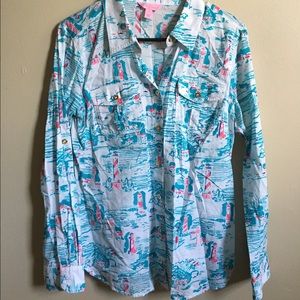 Lilly Pulitzer Watch Out Cruiser Shirt - EUC