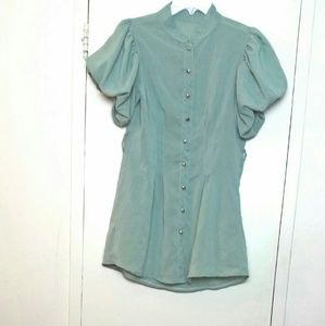 Button down puffed sleeve shirt