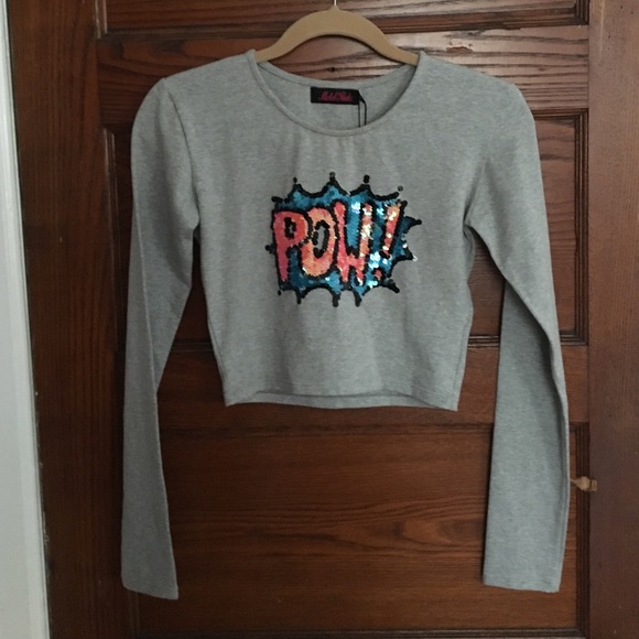 Nasty Gal Tops - NWT nasty gal pow sequin crop top