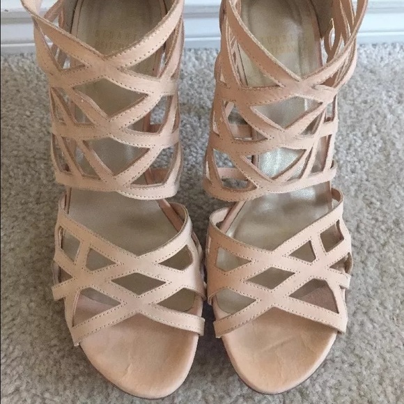 Stuart Weitzman Tan Brown Strappy Sandals Shoes - Picture 2 of 4