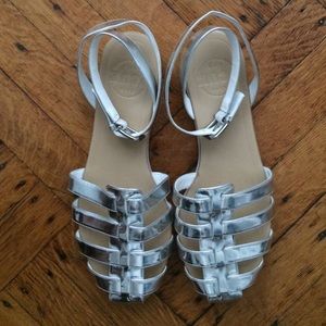 FCUK Silver Leather Sandals size 7