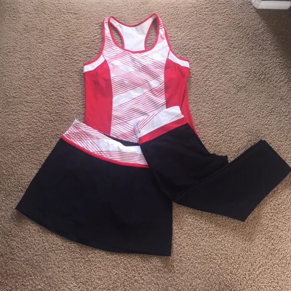 White & Red Workout Outfit