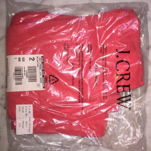NWT JCrew Coral Corduroy Pants