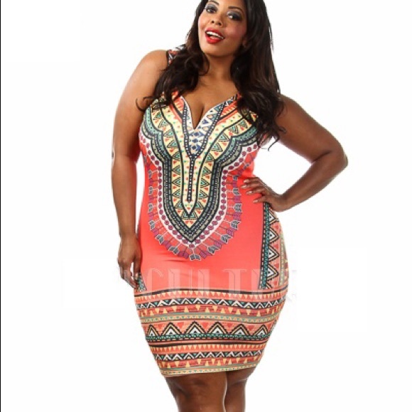 HP Plus Size Sleeveless Dashiki Tribal Print Dress - Picture 3 of 4