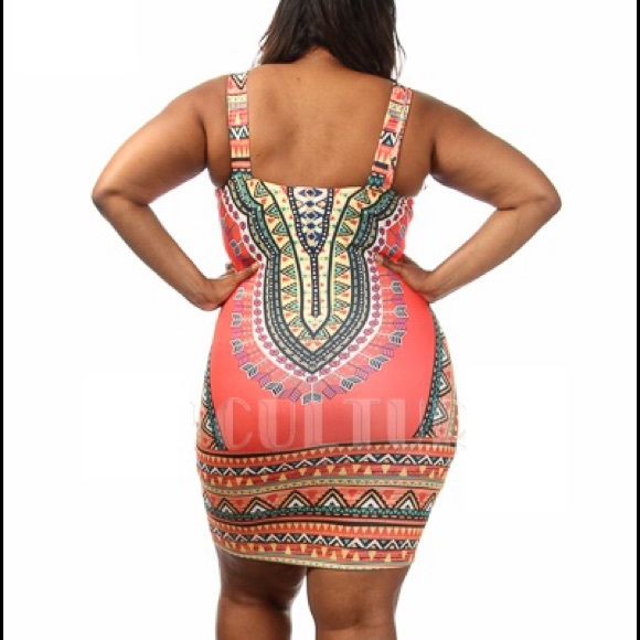 HP Plus Size Sleeveless Dashiki Tribal Print Dress - Picture 4 of 4