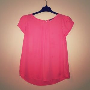 Coral cap-sleeve women's blouse