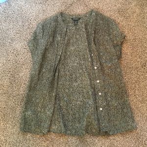 ladies green button up