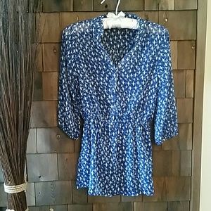 Navy 3/4 length (small white birds)