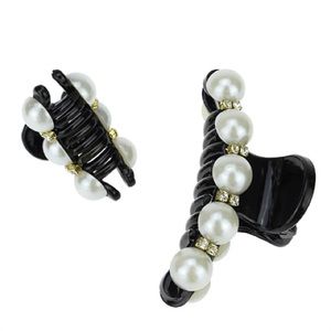 2 Pcs ( 1L + 1S ) Women's Pearl Hair Claw