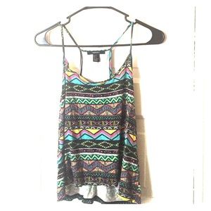 Aztec racer back print top
