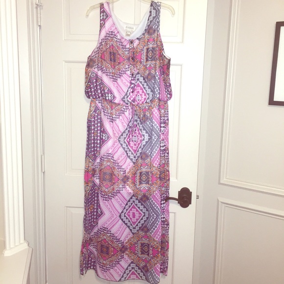 Maxi multi colored dress women's plus size 20w