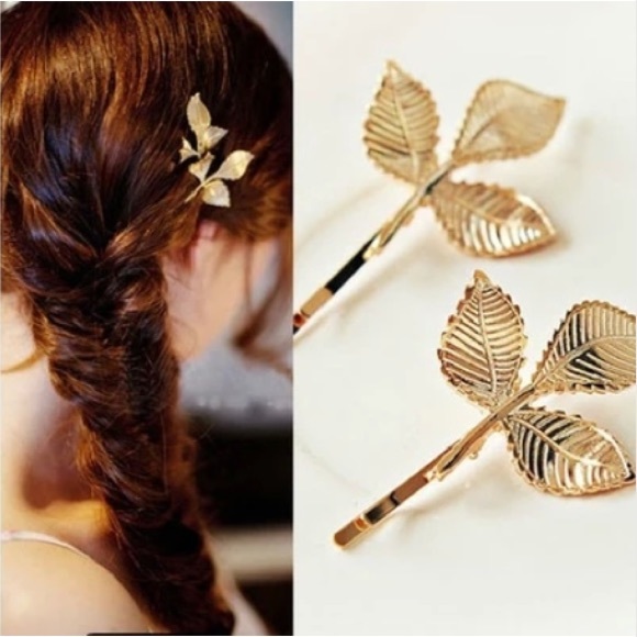 3 Pcs Gold Tone Leaf Hairpin Hair Jewelry