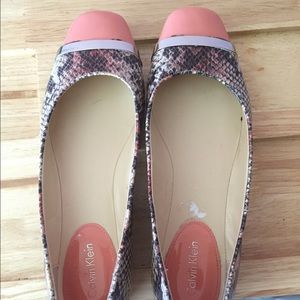 Calvin Klein snakeskin flats
