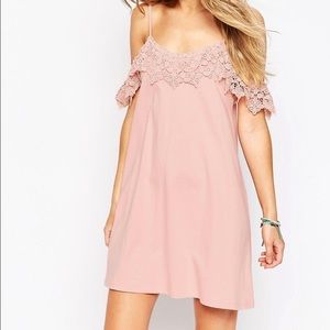 Cold Shoulder Lace Trim Dress
