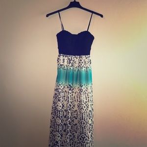 Blue and black maxi dress