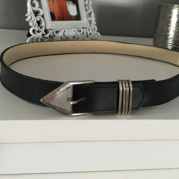 Black & Silver Leather Belt