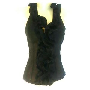 Sexy black ruffled corset top