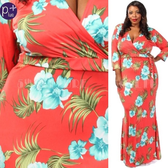 Dresses & Skirts - 🏆HP🏆🌺Figure Flattering Coral Tropics Maxi